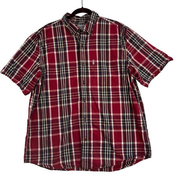 Carhartt Button Up Shirt Mens Size XL Red Blue Plaid Relaxed Fit Cotton - Picture 1 of 8